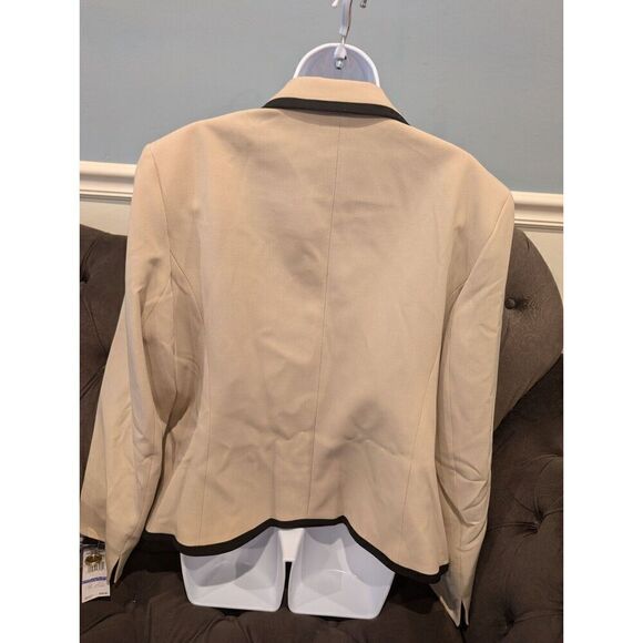 LE SUIT Women Contrast Trim Notch Collar One-Button Blazer Jacket Light Brown 18 - Picture 8 of 14
